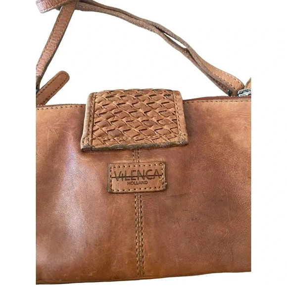 Vilenca Holland Women's Brown Leather Crossbody Straps Wristlet Bag - Picture 3 of 6